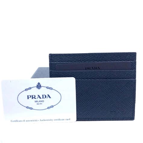 Prada Portacarte Di Cred Saffiano Cuir Blue Leather 